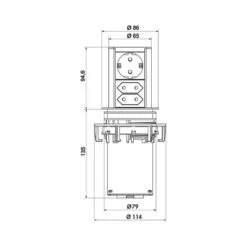 Bachmann Elevator 3, Versenkbares Steckdosenelement, Edelstahlfarbig -Geschirr bachmann elevator 928003 design energiebox 1x schuko 2x euro steckdosen3