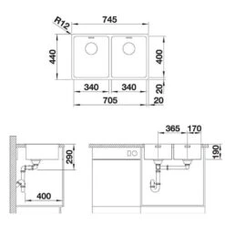 BLANCO Einbauspüle ANDANO 340/340-IF Edelstahl Seidenglanz | InFino Ablauf | 522981 -Geschirr blanco einbauspuele andano 340 340 if edelstahl seidenglanz infino ablauf 5229814