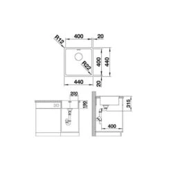 BLANCO Einbauspüle ANDANO 400-IF Edelstahl Seidenglanz | InFino Ablauf | 522957 -Geschirr blanco einbauspuele andano 400 if edelstahl seidenglanz infino ablauf 5229574