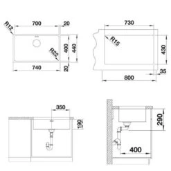 BLANCO Einbauspüle ANDANO 700-IF Edelstahl Seidenglanz | InFino Ablauf | 522969 -Geschirr blanco einbauspuele andano 700 if edelstahl seidenglanz infino ablauf 5229694