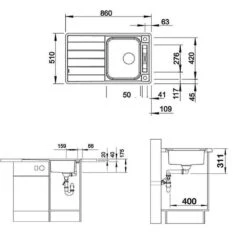 BLANCO Einbauspüle AXIS III 45 S-IF Edelstahl Seidenglanz | InFino Ablauf | 522102 -Geschirr blanco einbauspuele axis iii 45 s if edelstahl seidenglanz infino ablauf 5221024