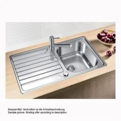 BLANCO Einbauspüle DINAS 45S Edelstahl Bürstfinish -Geschirr blanco einbauspuele dinas 45s edelstahl buerstfinish2