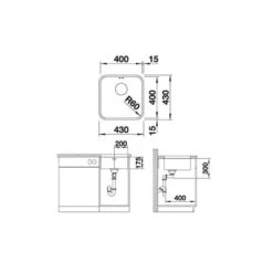 BLANCO Unterbaubecken SUPRA 400-U Edelstahl Bürstfinish -Geschirr blanco unterbaubecken supra 400 u edelstahl buerstfinish3