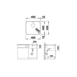 BLANCO Unterbaubecken SUPRA 450-U Edelstahl Bürstfinish -Geschirr blanco unterbaubecken supra 450 u edelstahl buerstfinish3