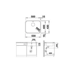 BLANCO Unterbaubecken SUPRA 500-U Edelstahl Bürstfinish -Geschirr blanco unterbaubecken supra 500 u edelstahl buerstfinish3
