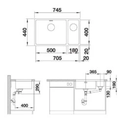 BLANCO Unterbauspüle ANDANO 500/180-U Edelstahl Seidenglanz | InFino Ablauf -Geschirr blanco unterbauspuele andano 500 180 u edelstahl seidenglanz infino ablauf4