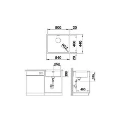 BLANCO Unterbauspüle ANDANO 500-U Edelstahl Seidenglanz | InFino Ablauf | 522967 -Geschirr blanco unterbauspuele andano 500 u edelstahl seidenglanz infino ablauf 5229674