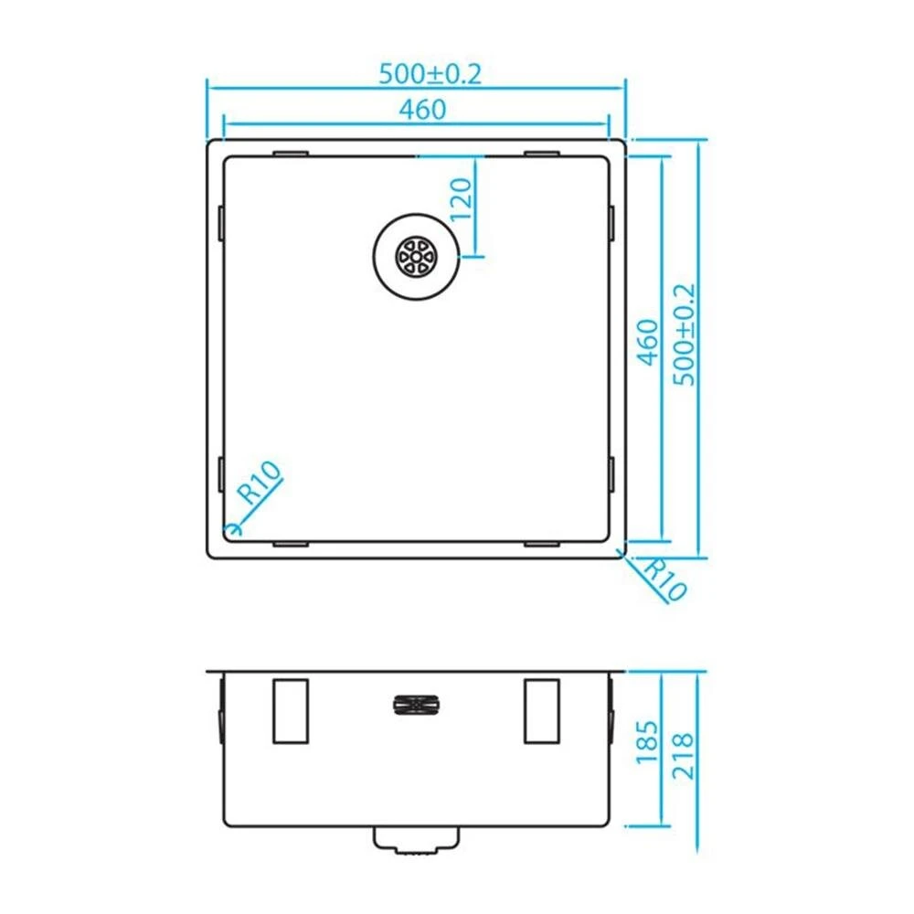 Caressi Einbauspüle CAPPR10 CAPP46D46R10 50 X 50 Cm Edelstahl 4 Caressi Einbauspüle CAPPR10 CAPP46D46R10 50 X 50 Cm Edelstahl – Bild 2