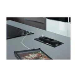 EVOline BackFlip Einbausteckdosenelement, Mit 2 Schukosteckdosen + USB-Typ-A Charger -Geschirr evoline backflip einbausteckdosenelement mit 2 schukosteckdosen usb typ a charger3