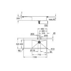Grohe Einbauspüle K1000 80-S 116/52 1.0, Edelstahl -Geschirr grohe einbauspuele k1000 80 s 116 52 10 edelstahl3