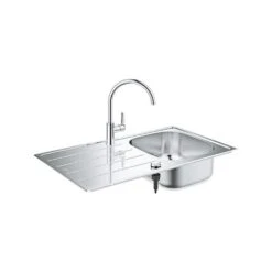 Grohe Einbauspülen-Set, K200 Edelstahlspüle + Bau Edge Armatur
