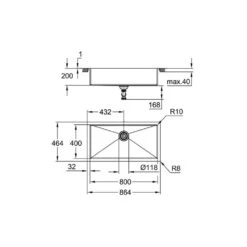 Grohe Spülbecken K700 Spüle 90-S 86,4/46,4 1.0, Edelstahl -Geschirr grohe spuelbecken k700 spuele 90 s 864 464 10 edelstahl3