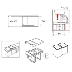 Hailo Abfallsammler 3640001 Raumspar Tandem 18/18 -Geschirr hailo abfallsammler 3640001 raumspar tandem 18 182