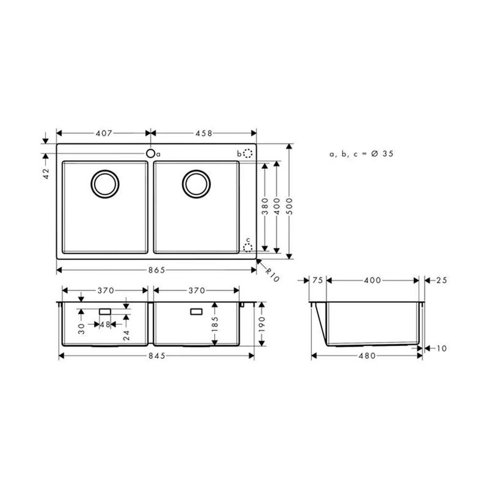 Hansgrohe Einbauspüle 370/370 S711-F765 | Edelstahl 5 Hansgrohe Einbauspüle 370/370 S711-F765 | Edelstahl – Bild 3