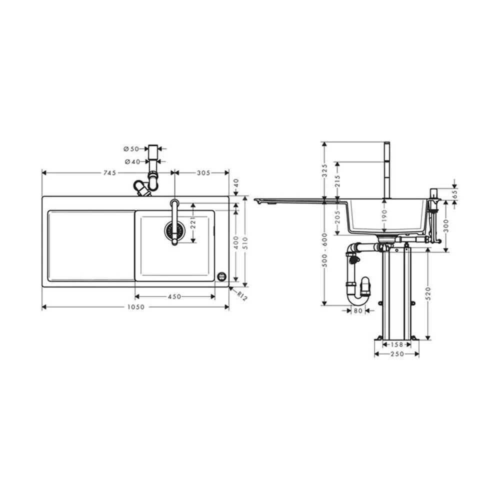 Hansgrohe Einbauspüle 450 Select Mit Küchenarmatur C51-F450-08 | Chrom 5 Hansgrohe Einbauspüle 450 Select Mit Küchenarmatur C51-F450-08 | Chrom – Bild 3