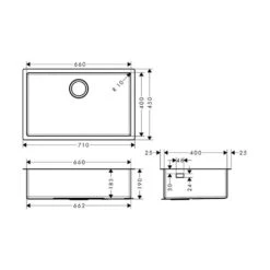 Hansgrohe Einbauspüle 660 S719-U660 | Edelstahl -Geschirr hansgrohe einbauspuele 660 s719 u660 edelstahl3