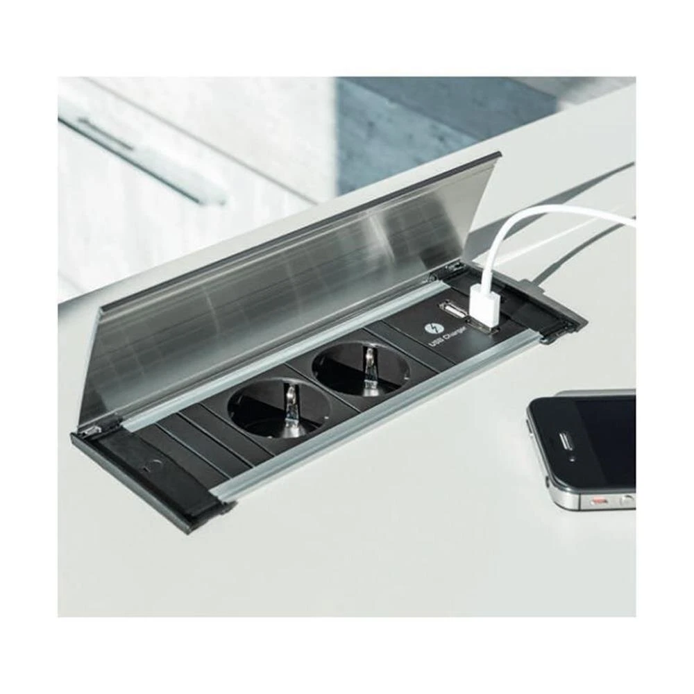 Naber Kapsa-USB, Steckdosenelement, Mit Französischen Steckdosen, Edelstahlfarbig 4 Naber Kapsa-USB, Steckdosenelement, Mit Französischen Steckdosen, Edelstahlfarbig – Bild 2