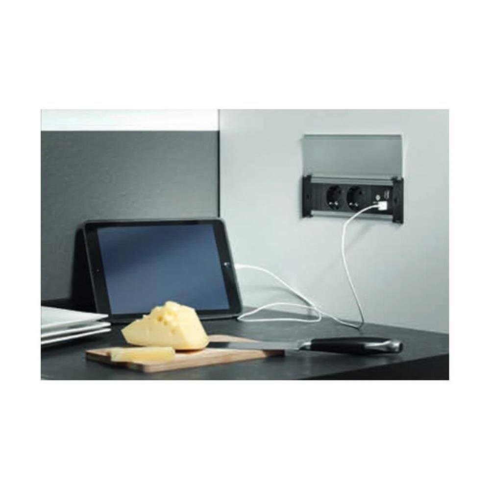 Naber Kapsa-USB, Steckdosenelement, Mit Französischen Steckdosen, Edelstahlfarbig 5 Naber Kapsa-USB, Steckdosenelement, Mit Französischen Steckdosen, Edelstahlfarbig – Bild 3