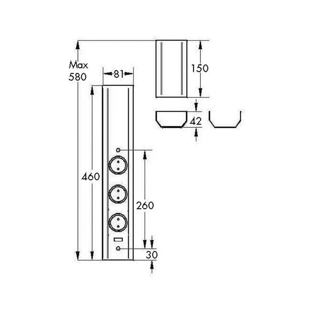 Thebo Mira Wand Small USB, Steckdosenelement, Edelstahl 4 Thebo Mira Wand Small USB, Steckdosenelement, Edelstahl – Bild 2