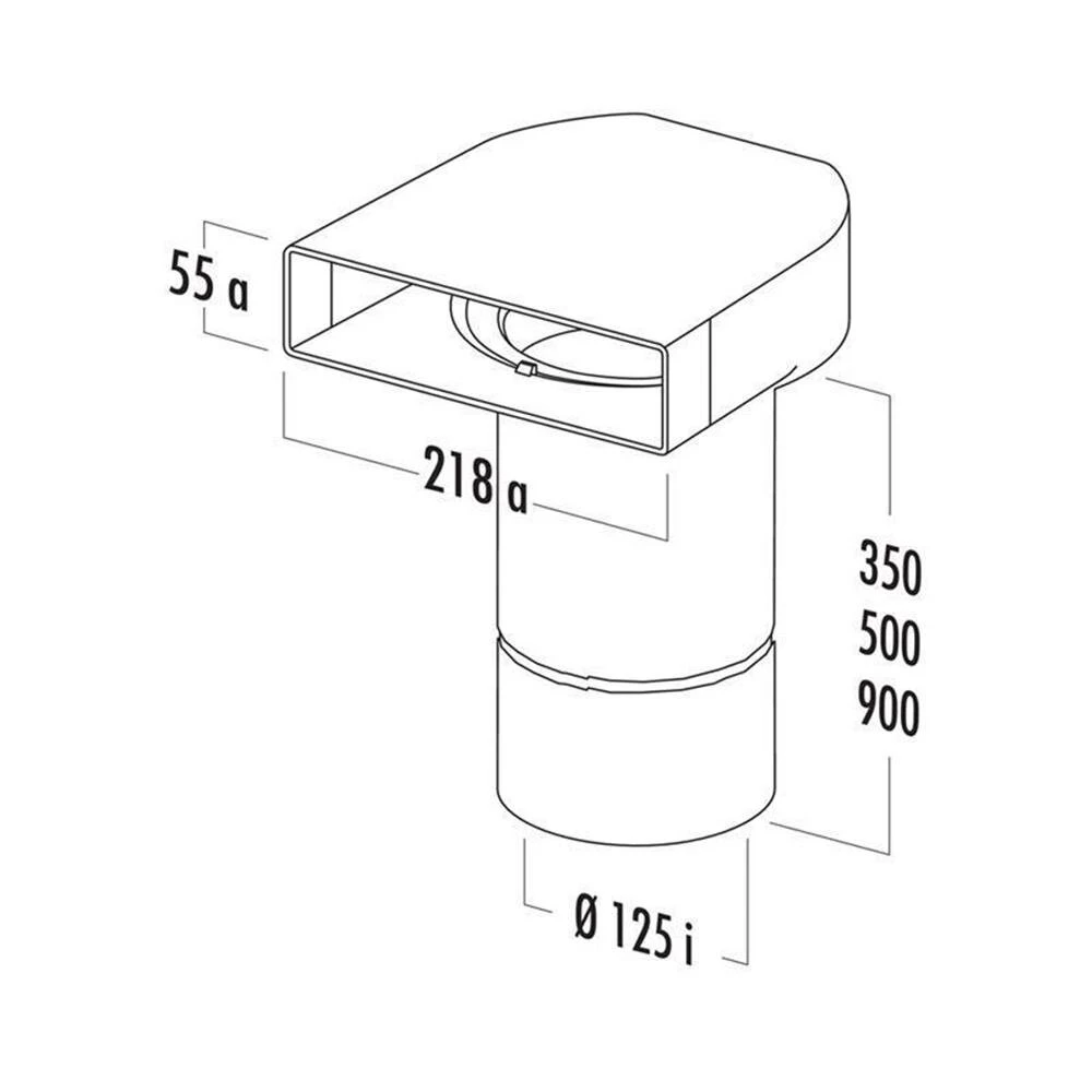 Naber COMPAIR System Ø 125 Flach T-UR 125 Umlenkstück 90° Mit Rundrohr, Weiß 4 Naber COMPAIR System Ø 125 Flach T-UR 125 Umlenkstück 90° Mit Rundrohr, Weiß – Bild 2