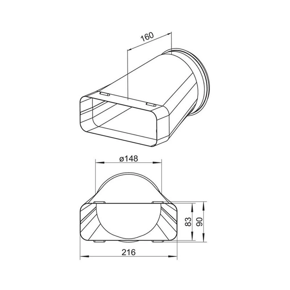 Naber COMPAIR System Ø 150 Stahl SF-EST 150 Endstück, Verzinkter Stahl 4 Naber COMPAIR System Ø 150 Stahl SF-EST 150 Endstück, Verzinkter Stahl – Bild 2