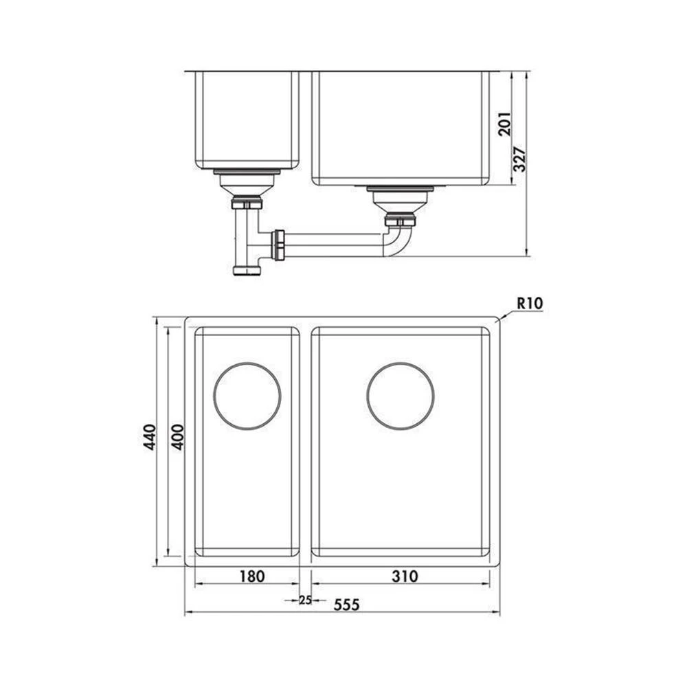 Naber Einbaubecken Corno Piu PFU11 Edelstahl 4 Naber Einbaubecken Corno Piu PFU11 Edelstahl – Bild 2