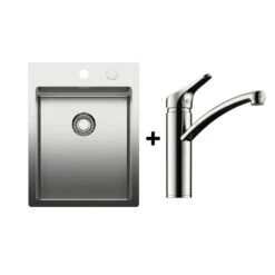 Naber Einbaubecken-Set Corno Piu PR2 Edelstahl Mit Küchenarmatur Fuoco 1 Chrom Hochdruck