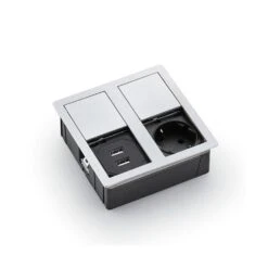 Naber Plaza 2 USB, Einbausteckdosenelement, Mit 1 Schuko-Steckdose Und 2 USB-A Ladebuchsen