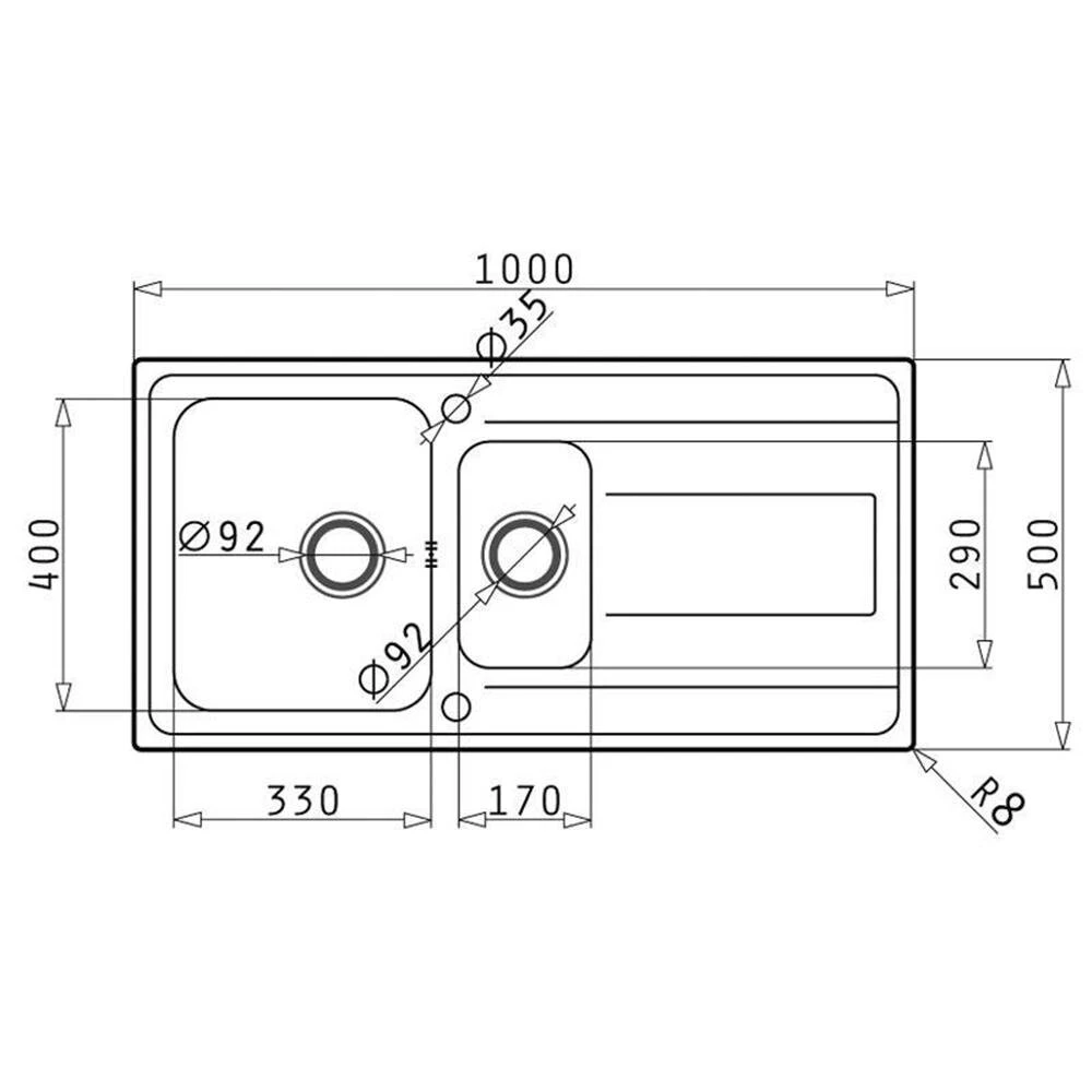 Pyramis Einbauspüle ALEA (100X50) 1 1/2B 1D 4 Pyramis Einbauspüle ALEA (100X50) 1 1/2B 1D – Bild 2