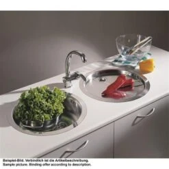 Pyramis Einbauspüle CR Rundbecken Edelstahl Glatt, Mit Stopfenventil -Geschirr pyramis einbauspuele cr rundbecken edelstahl glatt mit stopfenventil4