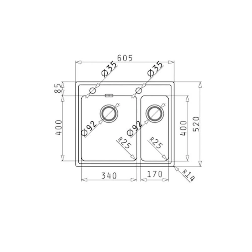 Pyramis Einbauspüle PELLA (60,5X52) 1 1/2B Edelstahl Poliert 4 Pyramis Einbauspüle PELLA (60,5X52) 1 1/2B Edelstahl Poliert – Bild 2