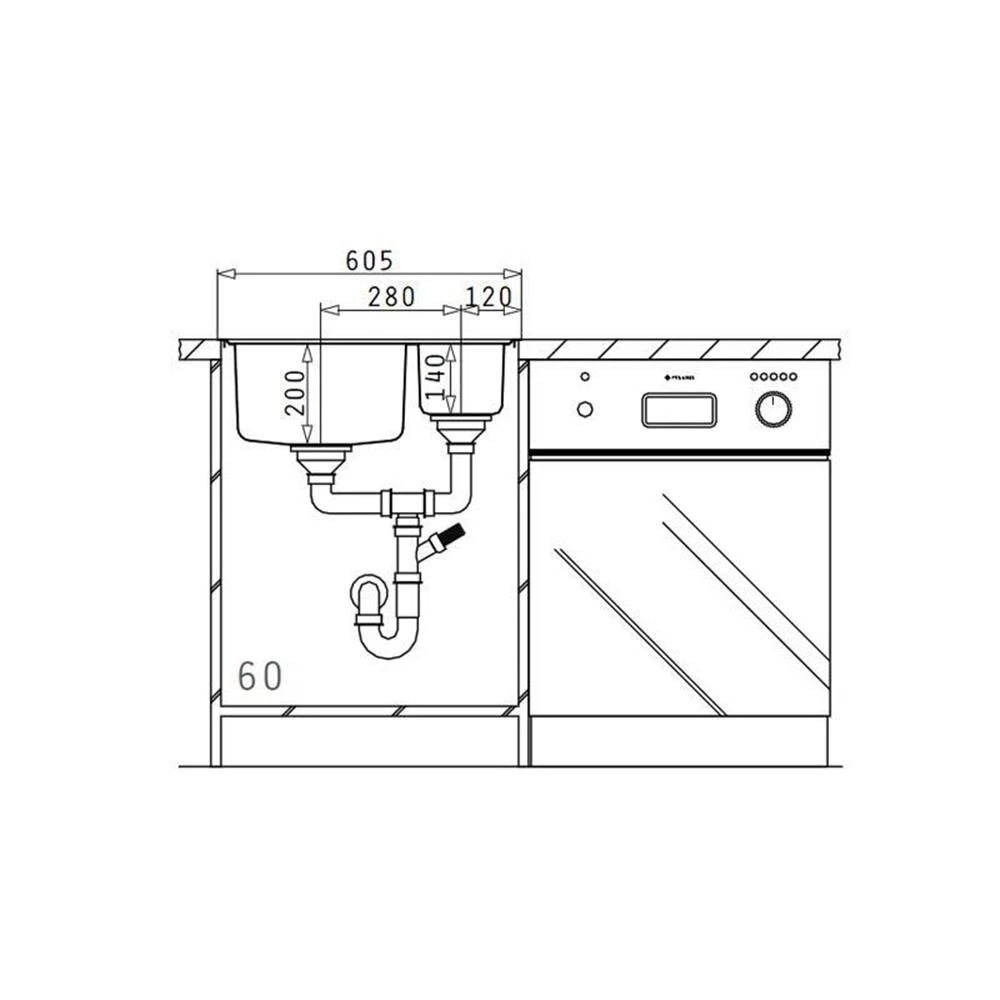 Pyramis Einbauspüle PELLA (60,5X52) 1 1/2B Edelstahl Poliert 8 Pyramis Einbauspüle PELLA (60,5X52) 1 1/2B Edelstahl Poliert – Bild 6