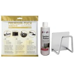 Set: Selbstklebender Schwammhalter + Spülenprofi Premium-Tuch + Spülenprofi Spülen-Politur