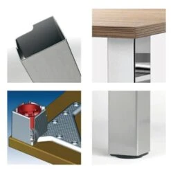 Stützfuß/Tischbein 870 Mm Hoch, 60x60 Mm, Chrom -Geschirr stuetzfuss tischbein 870 mm hoch 60x60 mm chrom2