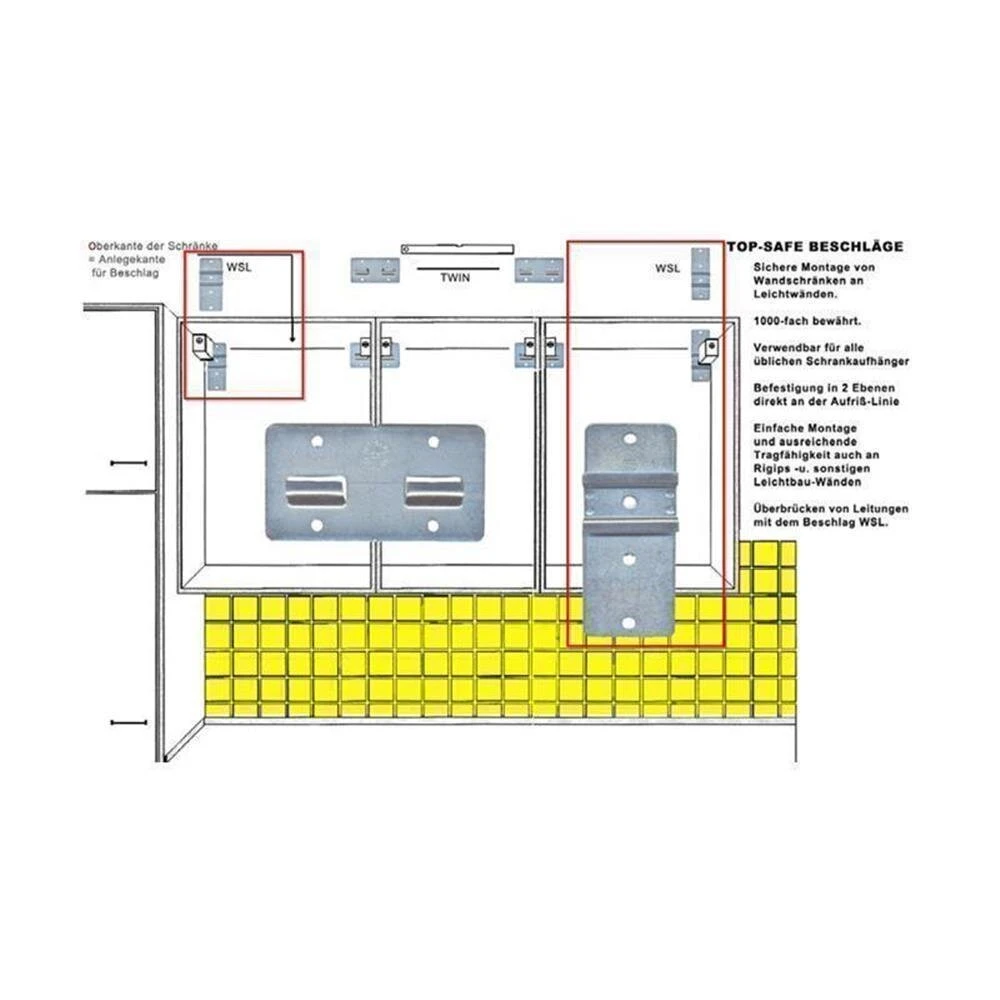 Top-Safe WSL Beschlag Zur Befestigung Von Oberschränken, Verzinkt 4 Top-Safe WSL Beschlag Zur Befestigung Von Oberschränken, Verzinkt – Bild 2